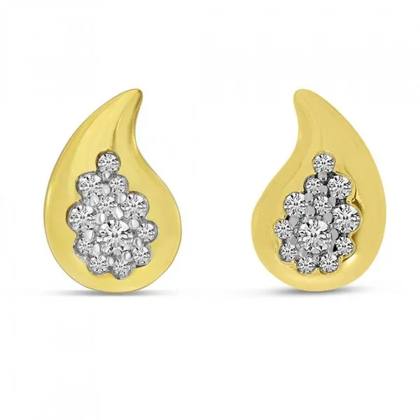 14K Yellow Gold Petite Diamond Teardrop Stud Earrings Arezzo Jewelers Elmwood Park, IL
