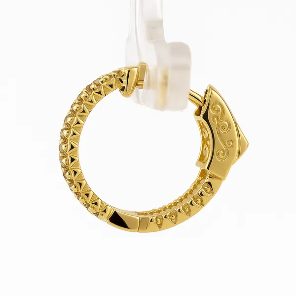 14K Yellow Gold Inside-Out Diamond Hoop Earrings – 0.46ctw Image 2 Arezzo Jewelers Elmwood Park, IL