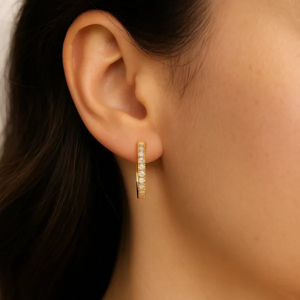 14K Yellow Gold Inside-Out Diamond Hoop Earrings – 0.46ctw Image 5 Arezzo Jewelers Elmwood Park, IL