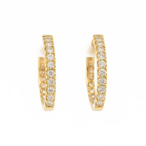 14K Yellow Gold Inside-Out Diamond Hoop Earrings – 0.46ctw Arezzo Jewelers Elmwood Park, IL