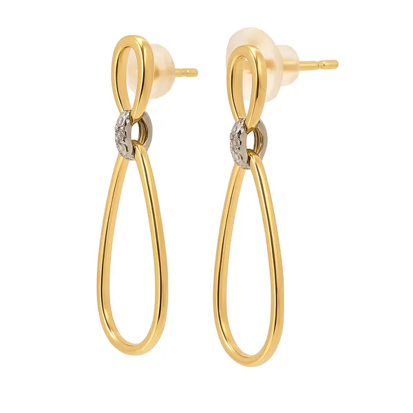 14K Yellow Gold Diamond Dangle Earrings – 0.06ctw Image 2 Arezzo Jewelers Elmwood Park, IL