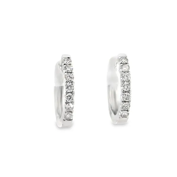 14K White Gold Small 1/4ct Diamond Hoop Earrings Arezzo Jewelers Elmwood Park, IL