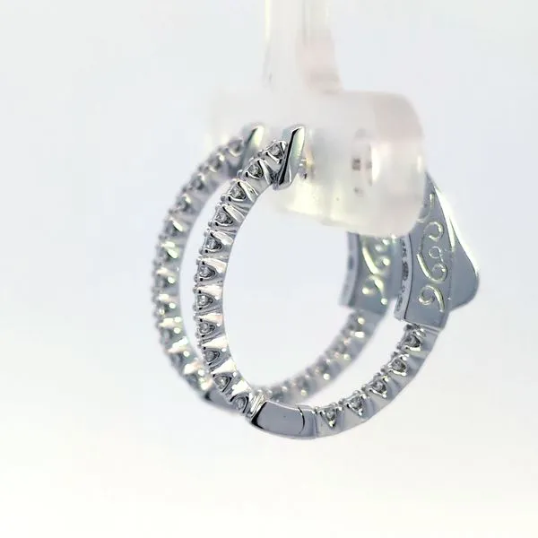 14k Yellow Gold 1/2ct Inside Out Diamond Hoop Earrings Image 2 Arezzo Jewelers Elmwood Park, IL