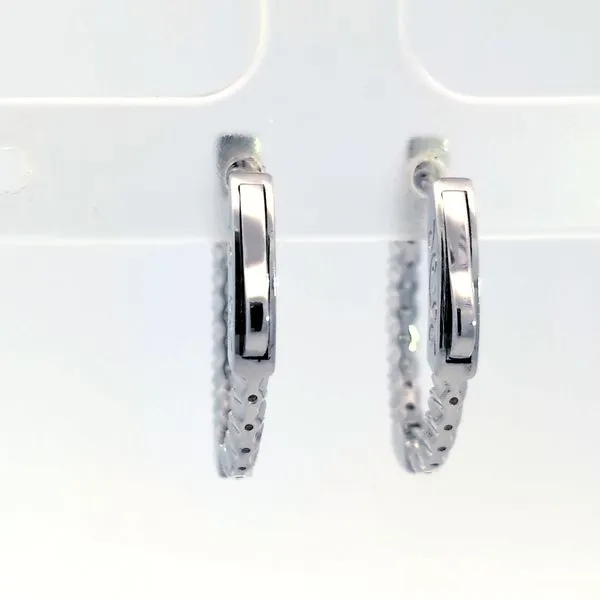 14k Yellow Gold 1/2ct Inside Out Diamond Hoop Earrings Image 3 Arezzo Jewelers Elmwood Park, IL