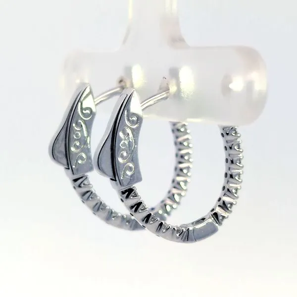 14k Yellow Gold 1/2ct Inside Out Diamond Hoop Earrings Image 4 Arezzo Jewelers Elmwood Park, IL