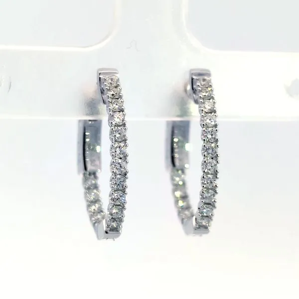 14k Yellow Gold 1/2ct Inside Out Diamond Hoop Earrings Arezzo Jewelers Elmwood Park, IL