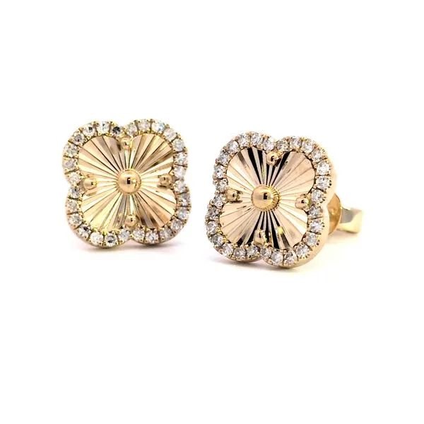 14K Yellow Gold Emerald & Diamond Huggie Earrings – 0.48ctw Image 2 Arezzo Jewelers Elmwood Park, IL