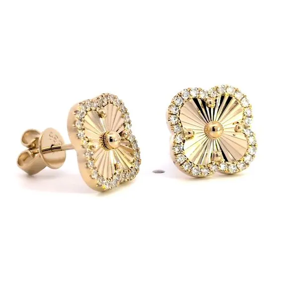 14K Yellow Gold Emerald & Diamond Huggie Earrings – 0.48ctw Image 3 Arezzo Jewelers Elmwood Park, IL