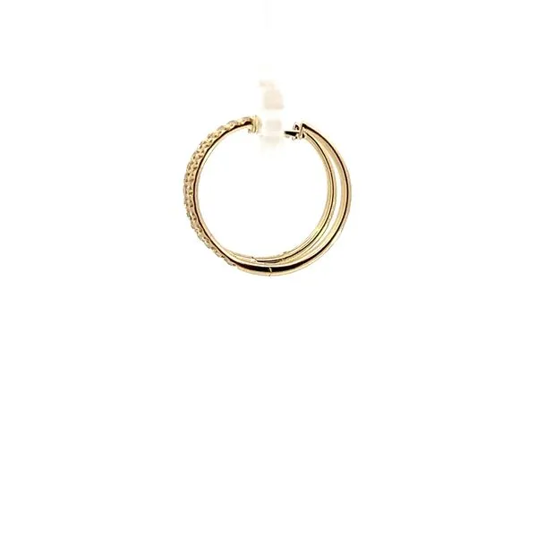 14k White Gold 20mm Hoop Diamond Earrings Image 2 Arezzo Jewelers Elmwood Park, IL