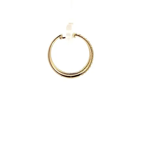 14k White Gold 20mm Hoop Diamond Earrings Image 3 Arezzo Jewelers Elmwood Park, IL