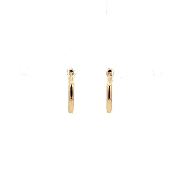 14 Karat Yellow Gold Small Hoop Diamond Earrings Image 4 Arezzo Jewelers Elmwood Park, IL