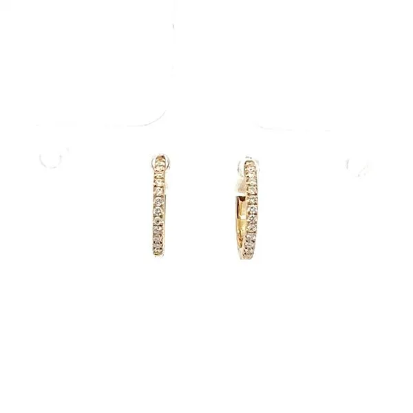 14 Karat Yellow Gold Small Hoop Diamond Earrings Arezzo Jewelers Elmwood Park, IL