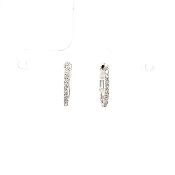 14 Karat White Gold Small Hoop Diamond Earrings Arezzo Jewelers Elmwood Park, IL