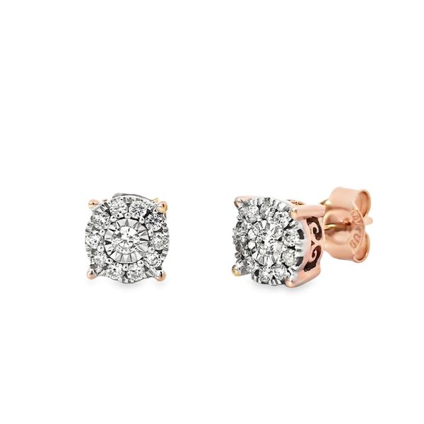 Halo Diamond Stud Earrings in 14K Rose Gold - 1/3ct Arezzo Jewelers Elmwood Park, IL