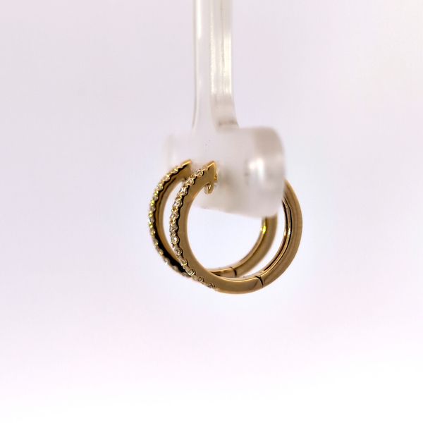18K Yellow Gold .18ct Small Hoop Diamond Earrings Image 3 Arezzo Jewelers Elmwood Park, IL