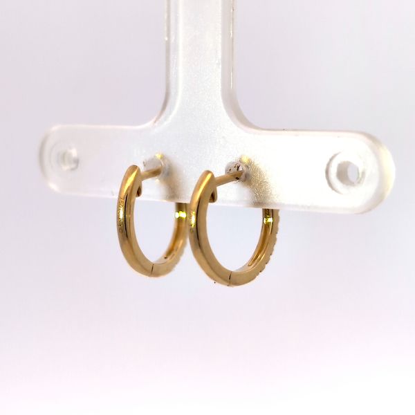 18K Yellow Gold .18ct Small Hoop Diamond Earrings Image 4 Arezzo Jewelers Elmwood Park, IL