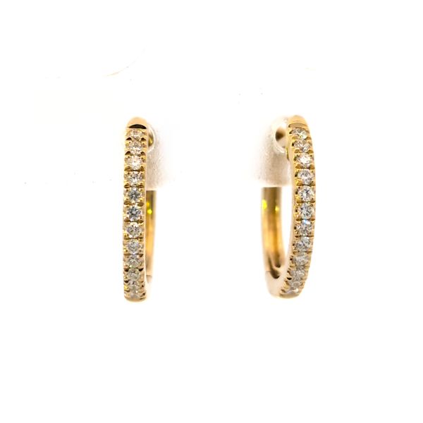18K Yellow Gold .18ct Small Hoop Diamond Earrings Arezzo Jewelers Elmwood Park, IL