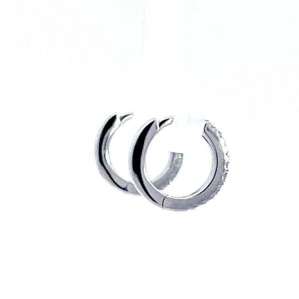 0.10ct Round Petite Diamond Hoop Earrings Image 3 Arezzo Jewelers Elmwood Park, IL