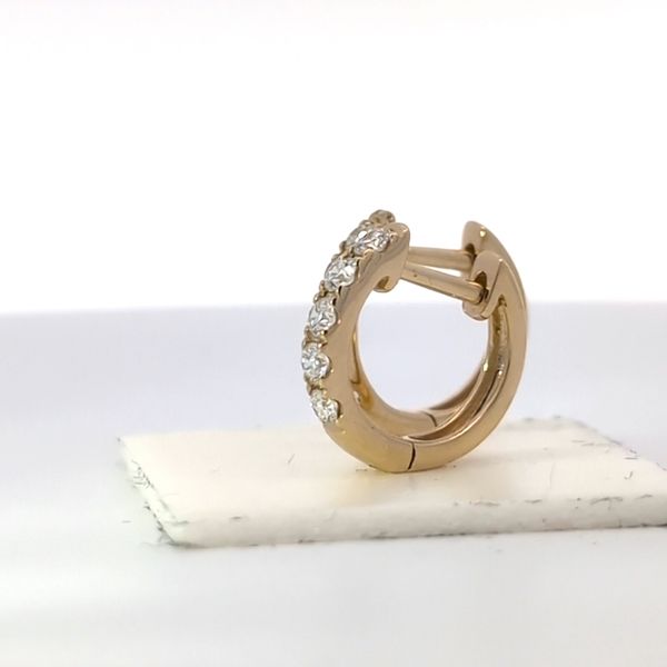 14K Yellow Gold Small Hoop Diamond Earrings- .32cts Image 2 Arezzo Jewelers Elmwood Park, IL