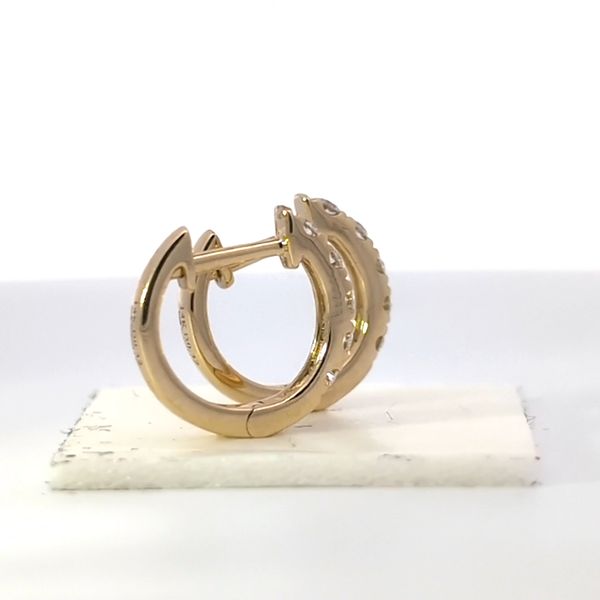 14K Yellow Gold Small Hoop Diamond Earrings- .32cts Image 3 Arezzo Jewelers Elmwood Park, IL