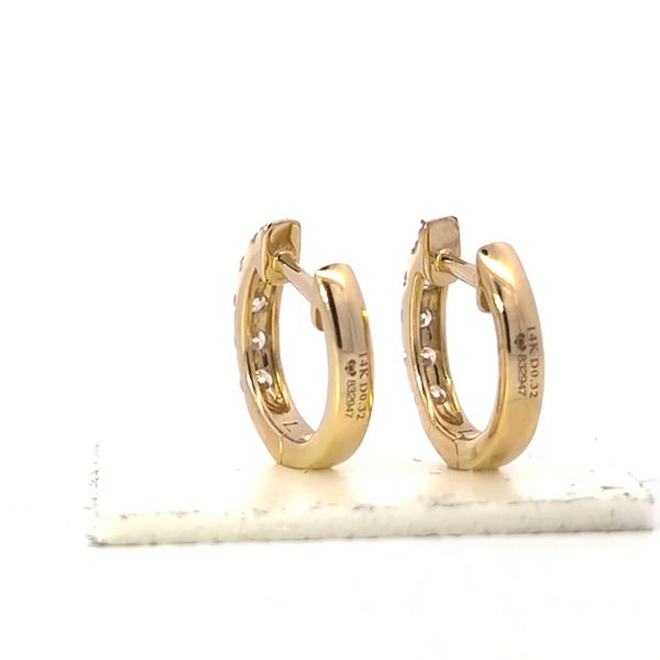 14K Yellow Gold Small Hoop Diamond Earrings- .32cts Image 4 Arezzo Jewelers Elmwood Park, IL