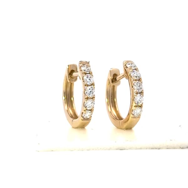 14K Yellow Gold Small Hoop Diamond Earrings- .32cts Arezzo Jewelers Elmwood Park, IL