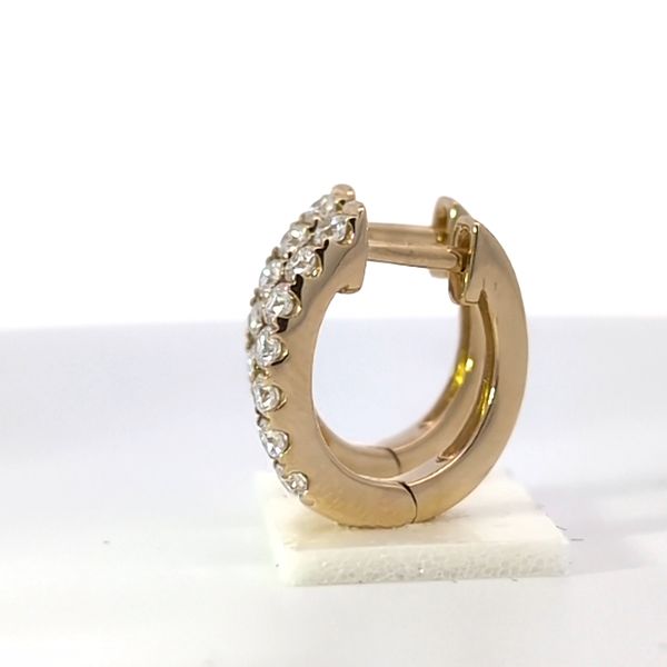 14K Yellow Gold Small Oval Hoop Diamond Earrings - .45cts Image 2 Arezzo Jewelers Elmwood Park, IL