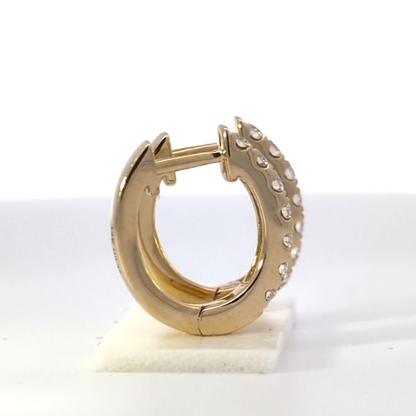 14K Yellow Gold Small Oval Hoop Diamond Earrings - .45cts Image 3 Arezzo Jewelers Elmwood Park, IL