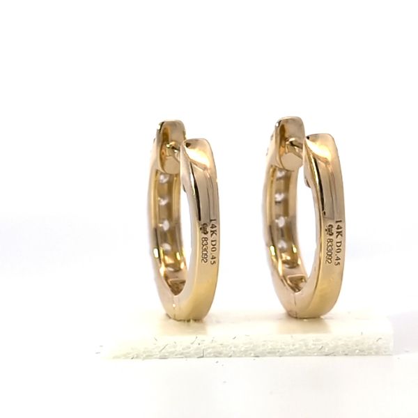 14K Yellow Gold Small Oval Hoop Diamond Earrings - .45cts Image 4 Arezzo Jewelers Elmwood Park, IL