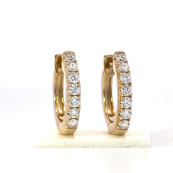 14K Yellow Gold Small Oval Hoop Diamond Earrings - .45cts Arezzo Jewelers Elmwood Park, IL
