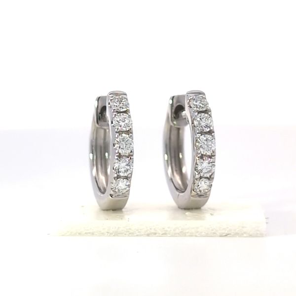 14K White Gold Huggie Diamond Earrings - .32 Arezzo Jewelers Elmwood Park, IL