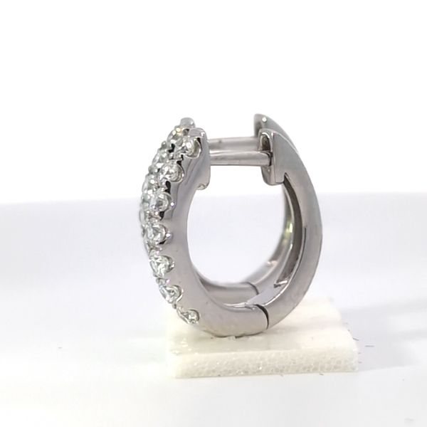 14K White Gold Huggie Diamond Earrings - .45cts Image 2 Arezzo Jewelers Elmwood Park, IL