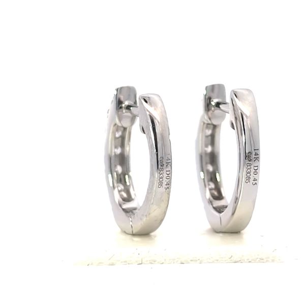 14K White Gold Huggie Diamond Earrings - .45cts Image 3 Arezzo Jewelers Elmwood Park, IL