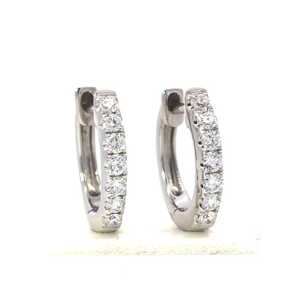 14K White Gold Huggie Diamond Earrings - .45cts Arezzo Jewelers Elmwood Park, IL