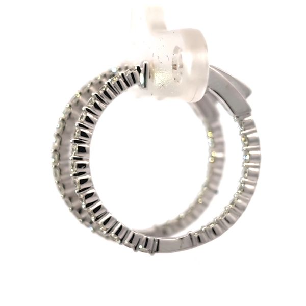 14k White Gold Inside Out Diamond Hoop Earrings - .96cts Image 2 Arezzo Jewelers Elmwood Park, IL