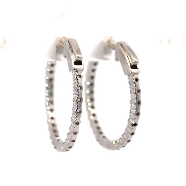 14k White Gold Inside Out Diamond Hoop Earrings - .96cts Image 3 Arezzo Jewelers Elmwood Park, IL