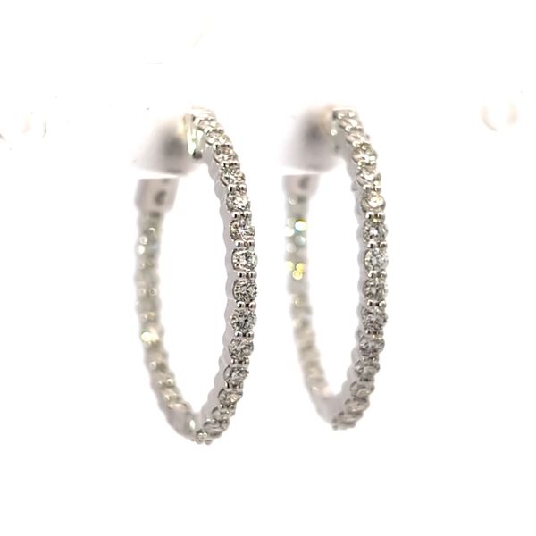 14k White Gold Inside Out Diamond Hoop Earrings - .96cts Arezzo Jewelers Elmwood Park, IL