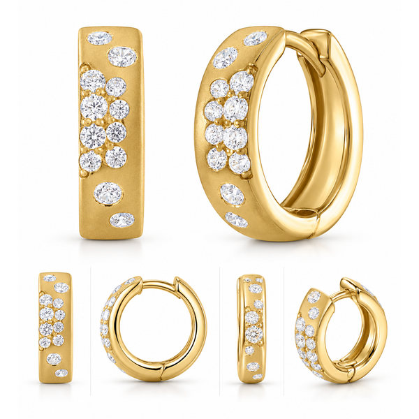 18K Yellow Gold Natural Diamond Small Hoop Earrings – 0.34 ctw | Savoia Italy Image 2 Arezzo Jewelers Elmwood Park, IL