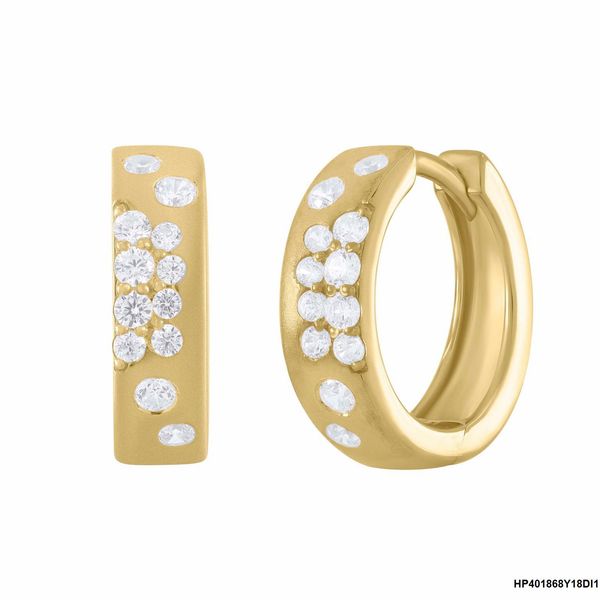 18K Yellow Gold Natural Diamond Small Hoop Earrings – 0.34 ctw | Savoia Italy Arezzo Jewelers Elmwood Park, IL
