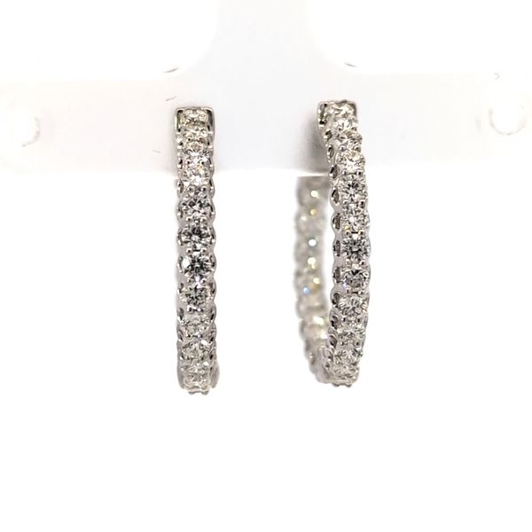 18K White Gold 1.63 ctw Natural Diamond Inside-Out Hoop Earrings by Savoia Image 2 Arezzo Jewelers Elmwood Park, IL