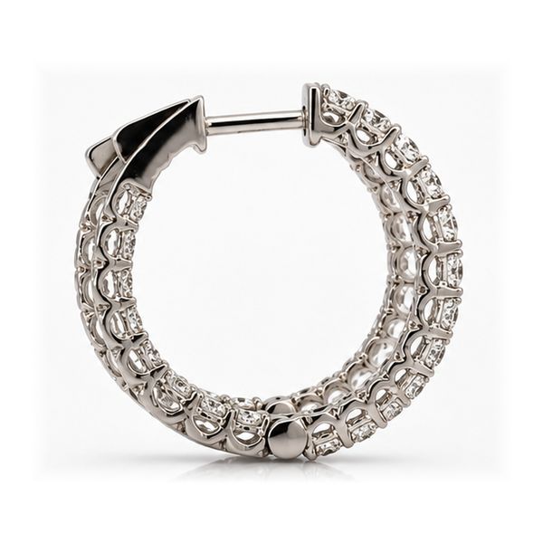 18K White Gold 1.63 ctw Natural Diamond Inside-Out Hoop Earrings by Savoia Image 3 Arezzo Jewelers Elmwood Park, IL