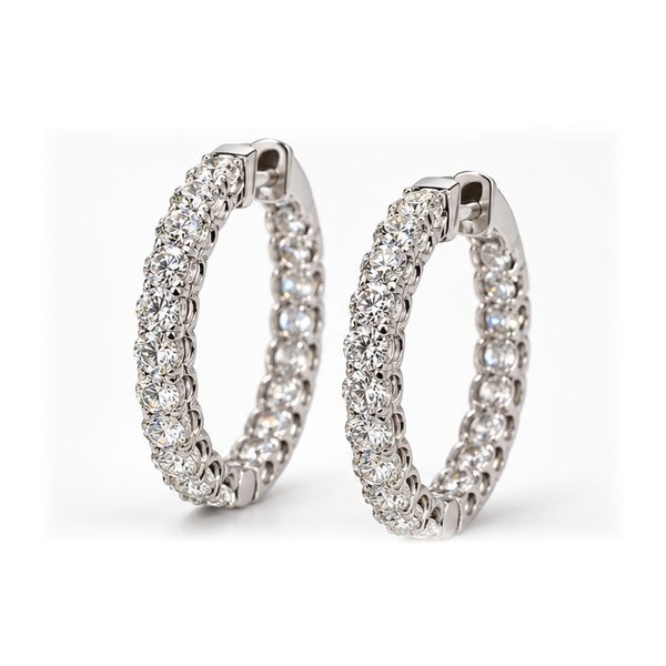 18K White Gold 1.63 ctw Natural Diamond Inside-Out Hoop Earrings by Savoia Arezzo Jewelers Elmwood Park, IL
