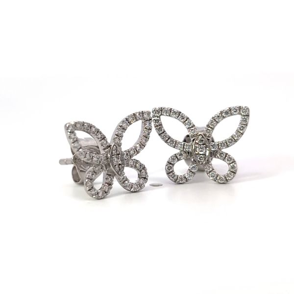 14 Karat White Gold Butterfly Diamond Earrings Image 2 Arezzo Jewelers Elmwood Park, IL