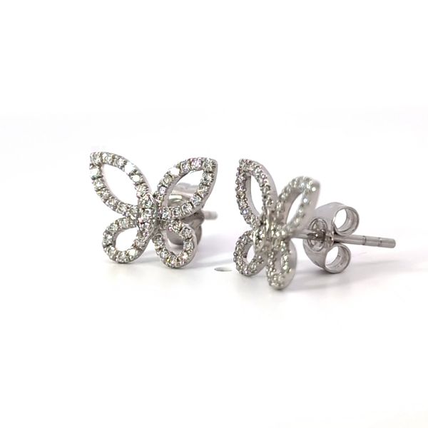 14 Karat White Gold Butterfly Diamond Earrings Image 3 Arezzo Jewelers Elmwood Park, IL