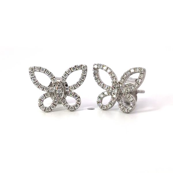 14 Karat White Gold Butterfly Diamond Earrings Arezzo Jewelers Elmwood Park, IL
