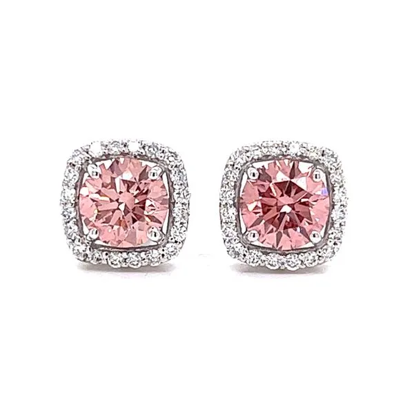 Lab Grown Pink Diamond Halo Stud Earrrings Arezzo Jewelers Elmwood Park, IL