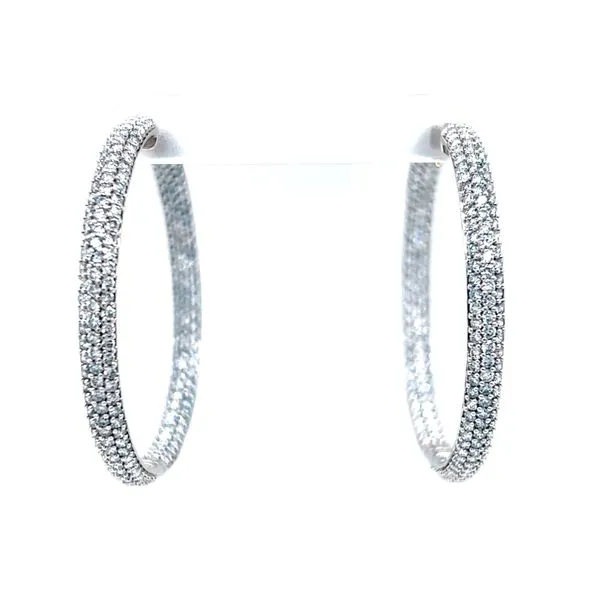 5.00ct Lab Grown Diamond Large Pave Hoop Earrings Image 2 Arezzo Jewelers Elmwood Park, IL