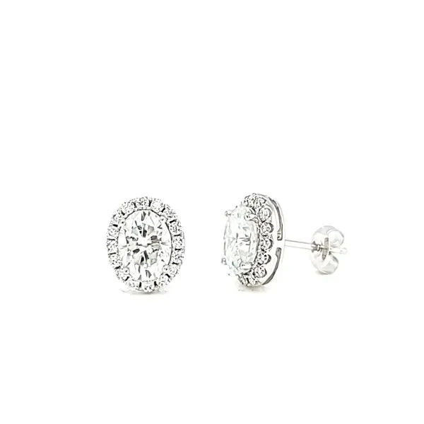 14k White Gold Oval Halo Moissanite Earrings, 2.50cts TW similar item image