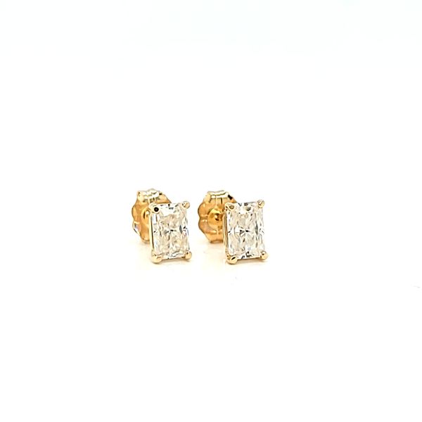 14k Yellow Gold Radiant Cut 4 x 6 Moissanite Stud Earrings, 1.08cts TW Image 2 Arezzo Jewelers Elmwood Park, IL