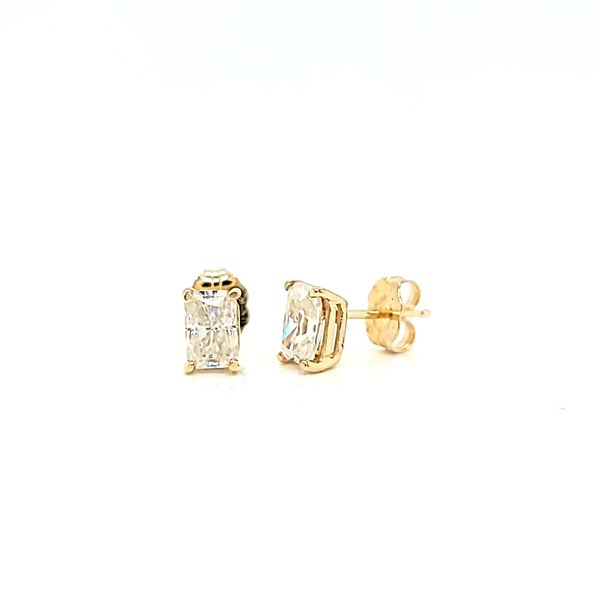 14k Yellow Gold Radiant Cut 4 x 6 Moissanite Stud Earrings, 1.08cts TW Image 3 Arezzo Jewelers Elmwood Park, IL